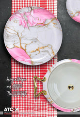 Atcom Crystal Coated Melamine Dinner Set Design #4 - 80pcs