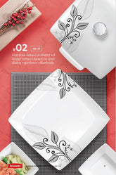 Graceware Double Glazed Avenue Melamine Dinner Set Design #2 - 80pcs Set