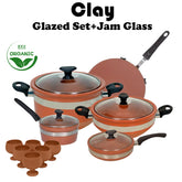 Clay Glazed Set+Tawa+Jaam Glass