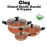 Clay Glazed Handi, Karahi & Frypan