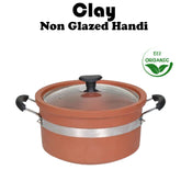 Clay Non-Glazed Handi with (Glass Lid)