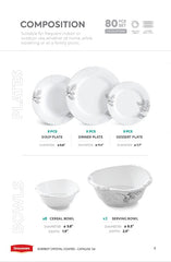 Graceware Double Glazed Crystal Coated Everest Melamine Dinner Set Design #1 - 80pcs Set