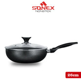 Sonex Glass Lid Classic Wok- (24,26,28,30,32cm)