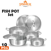 Sonex Metal Finish Best Quality Fish Pot Set for Cooking- 10PCs