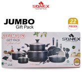 Sonex Nonstick Jumbo Gift Pack with(Glass Lid)- 22pcs Set