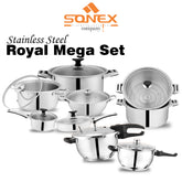 Sonex Stainless Steel Royal Mega Set with (Glass Lid)