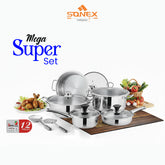 Sonex Stainless Steel Mega Super Set 12pcs Set with (Glass lid)