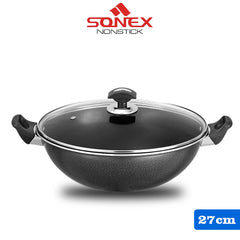 Sonex GL Cooking Wok/کڑاہی with (Glass Lid)