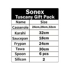 Sonex Die Cast TUSCANY Gift Pack 20pcs Big Size Pots (with Glass Lid) - Marble Coating