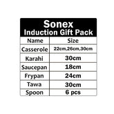 Sonex Nonstick Induction Gift Pack with (Glass Lid) - 19pcs Set