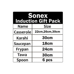 Sonex Nonstick Induction Gift Pack with (Glass Lid) - 19pcs Set