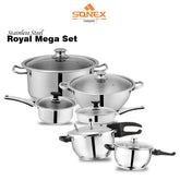 Sonex Stainless Steel Royal Mega Set with (Glass Lid)