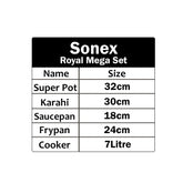 Sonex Stainless Steel Royal Mega Set with (Glass Lid)