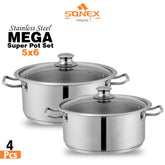 Sonex Stainless Steel Mega Super Pot Set - 8pcs Set