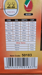 Sonex Nonstick Jumbo Gift Pack with(Glass Lid)- 22pcs Set