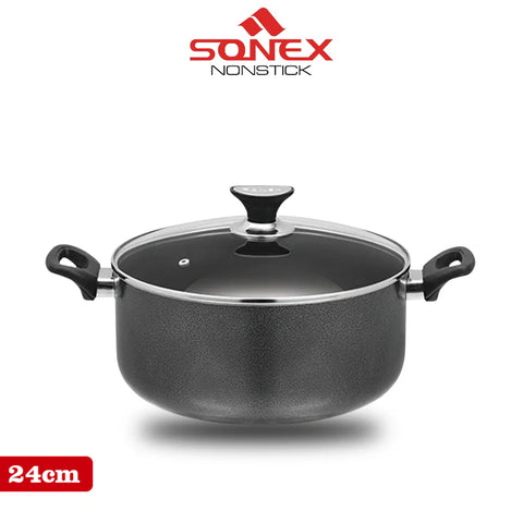 Sonex Classic Casserol/ہانڈی for Cooking- with (Glass Lid) Size(20,22,24,26,28,30,32,34,36,40cm)