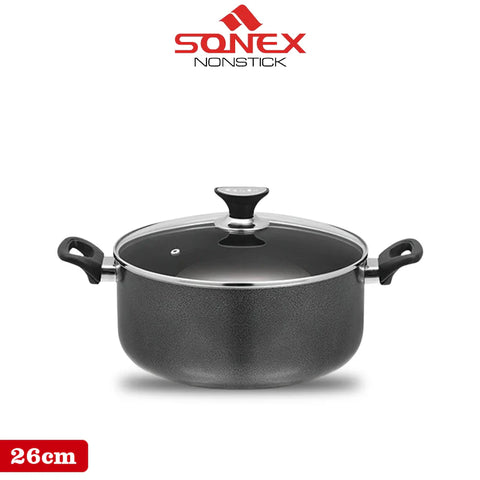 Sonex Classic Casserol/ہانڈی for Cooking- with (Glass Lid) Size(20,22,24,26,28,30,32,34,36,40cm)