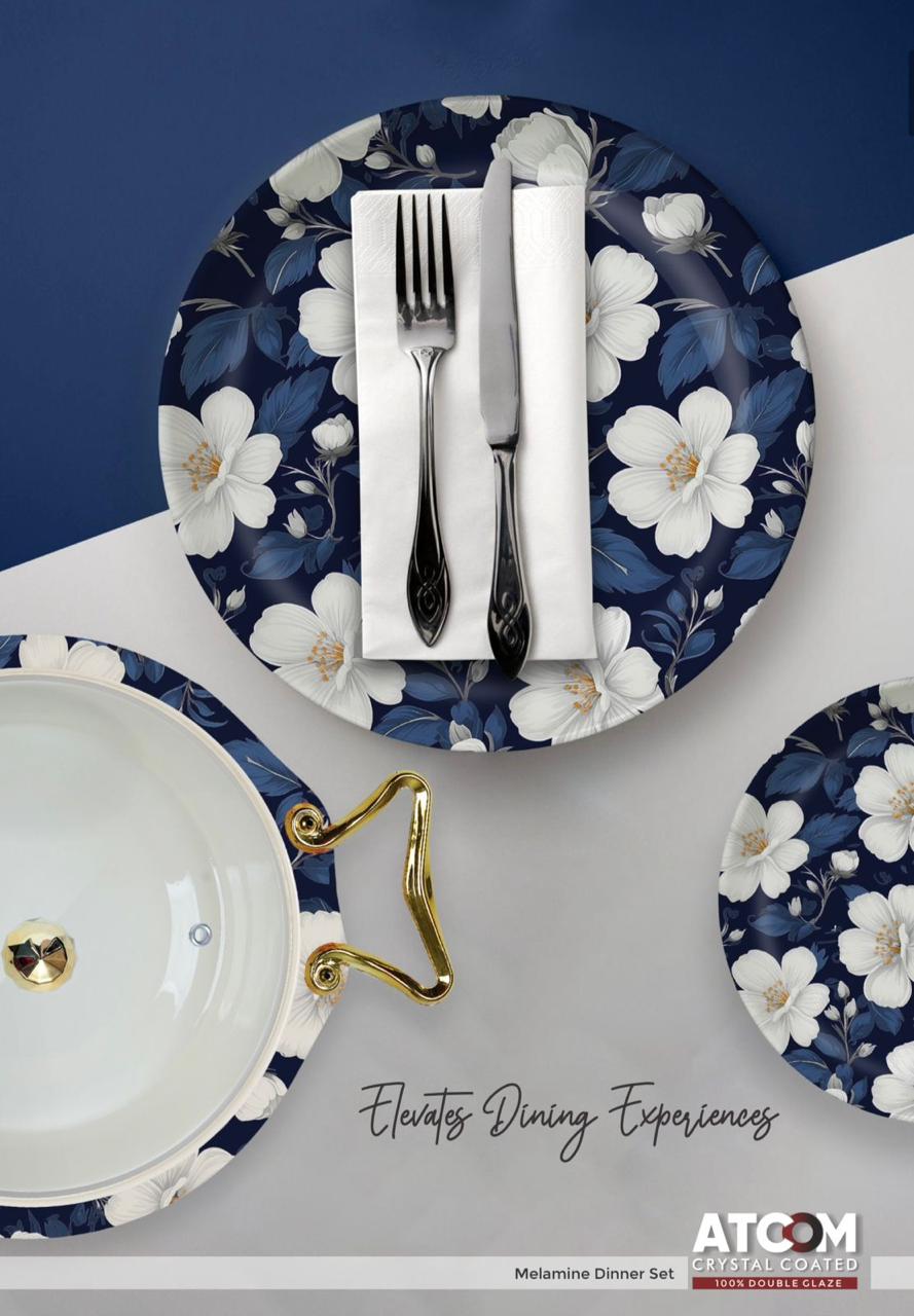 Atcom Crystal Coated Melamine Dinner Set Design #11 - 80pcs