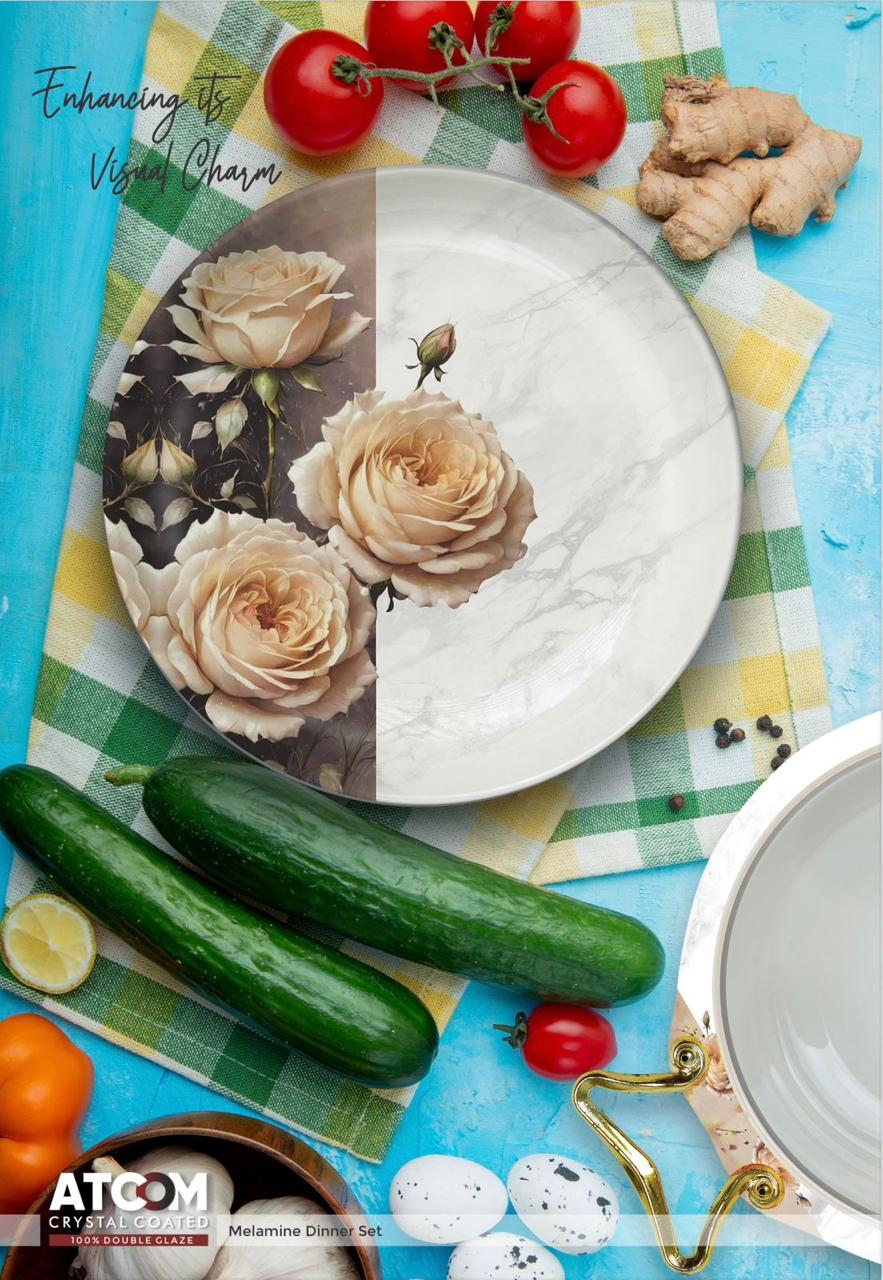Atcom Crystal Coated Melamine Dinner Set Design #12 - 80pcs