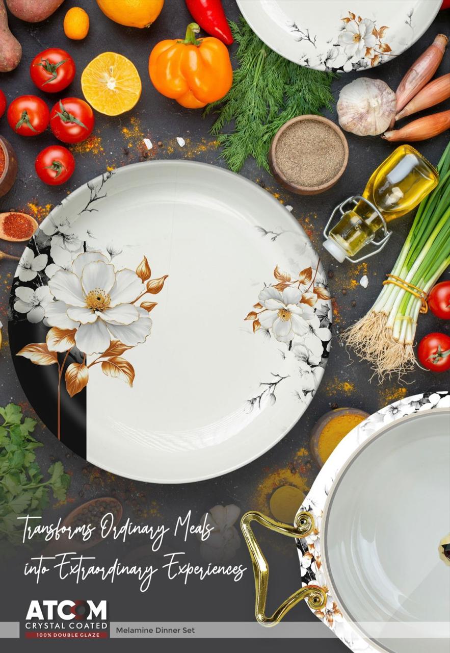 Atcom Crystal Coated Melamine Dinner Set Design #13 - 80pcs