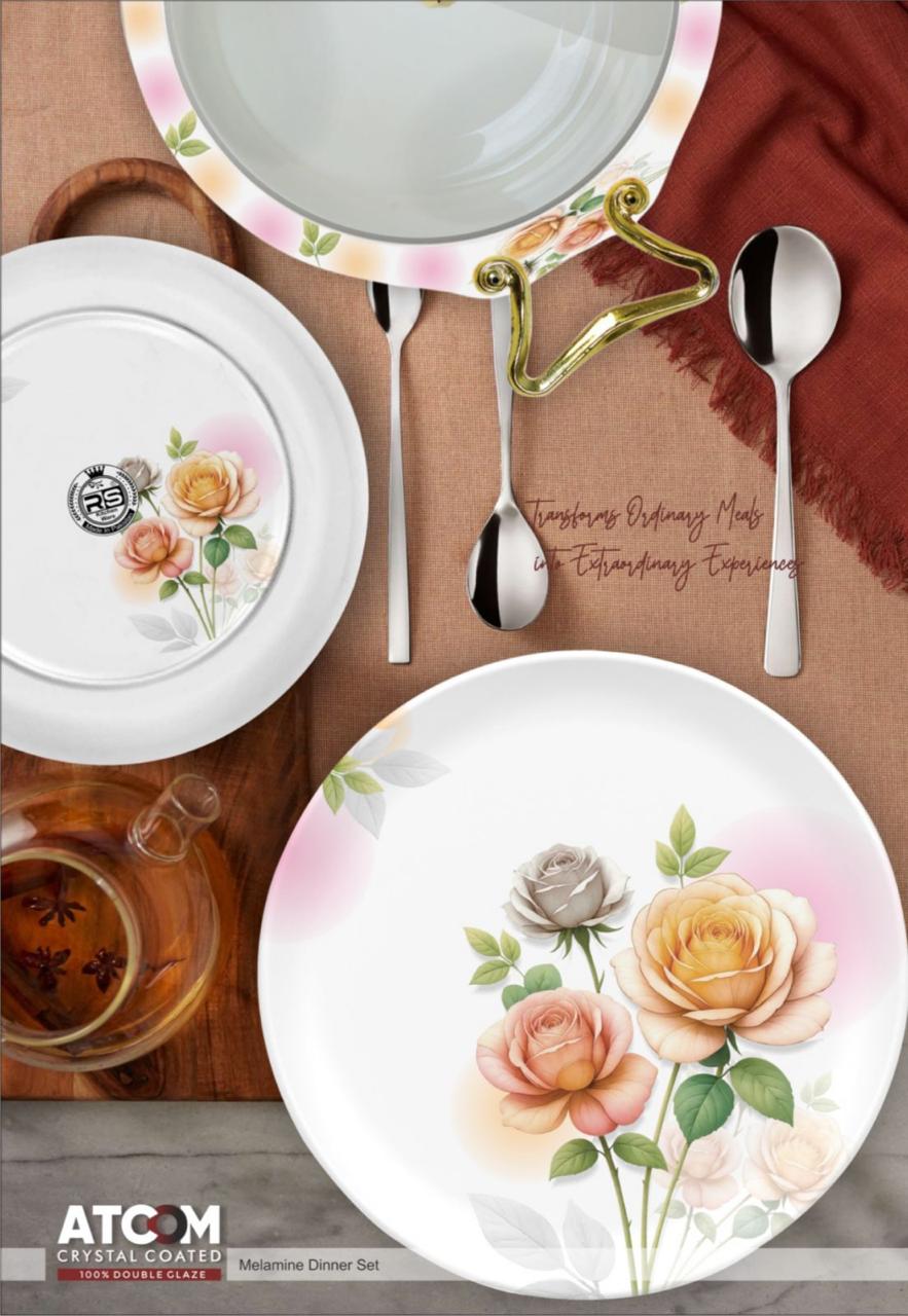 Atcom Crystal Coated Melamine Dinner Set Design #19 - 80pcs