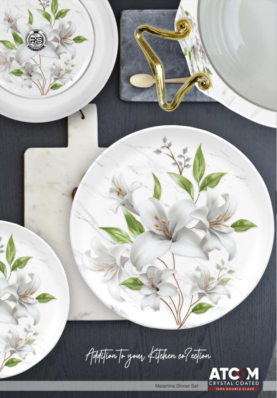 Atcom Crystal Coated Melamine Dinner Set Design #20 - 80pcs