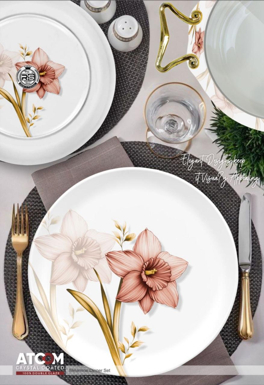 Atcom Crystal Coated Melamine Dinner Set Design #22 - 80pcs
