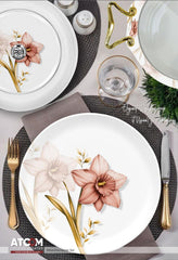 Atcom Crystal Coated Melamine Dinner Set Design #22 - 80pcs