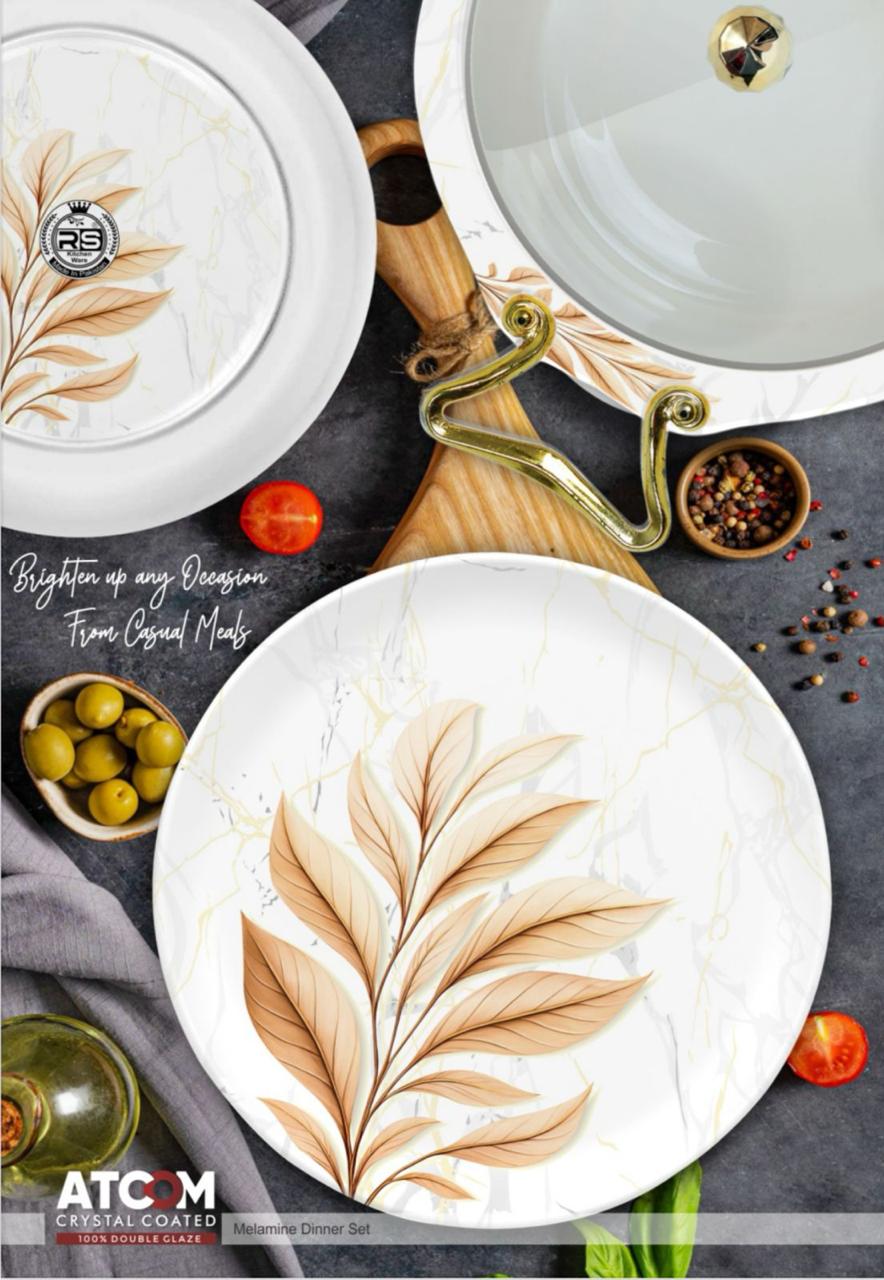 Atcom Crystal Coated Melamine Dinner Set Design #28 - 80pcs