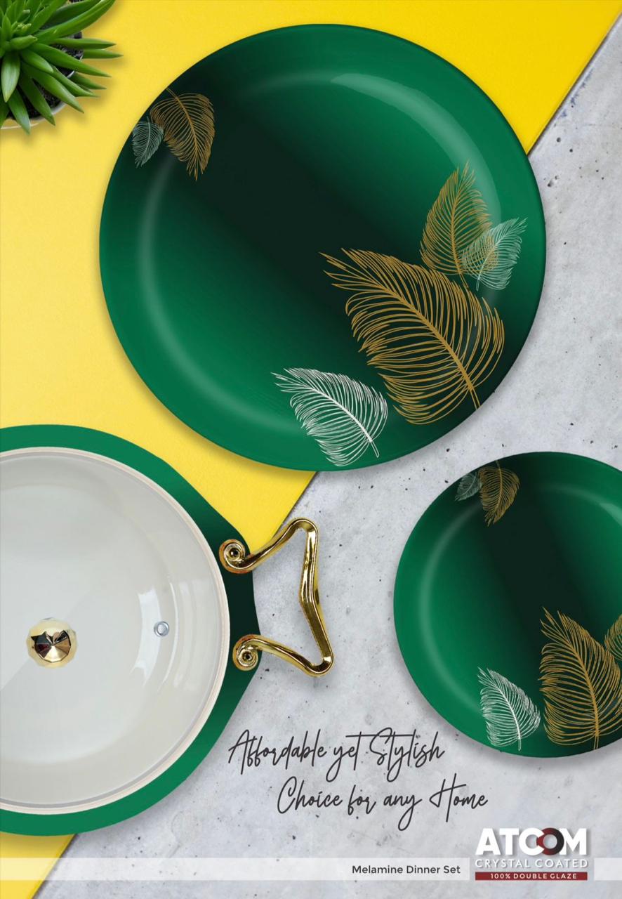 Atcom Crystal Coated Melamine Dinner Set Design #2 - 80pcs
