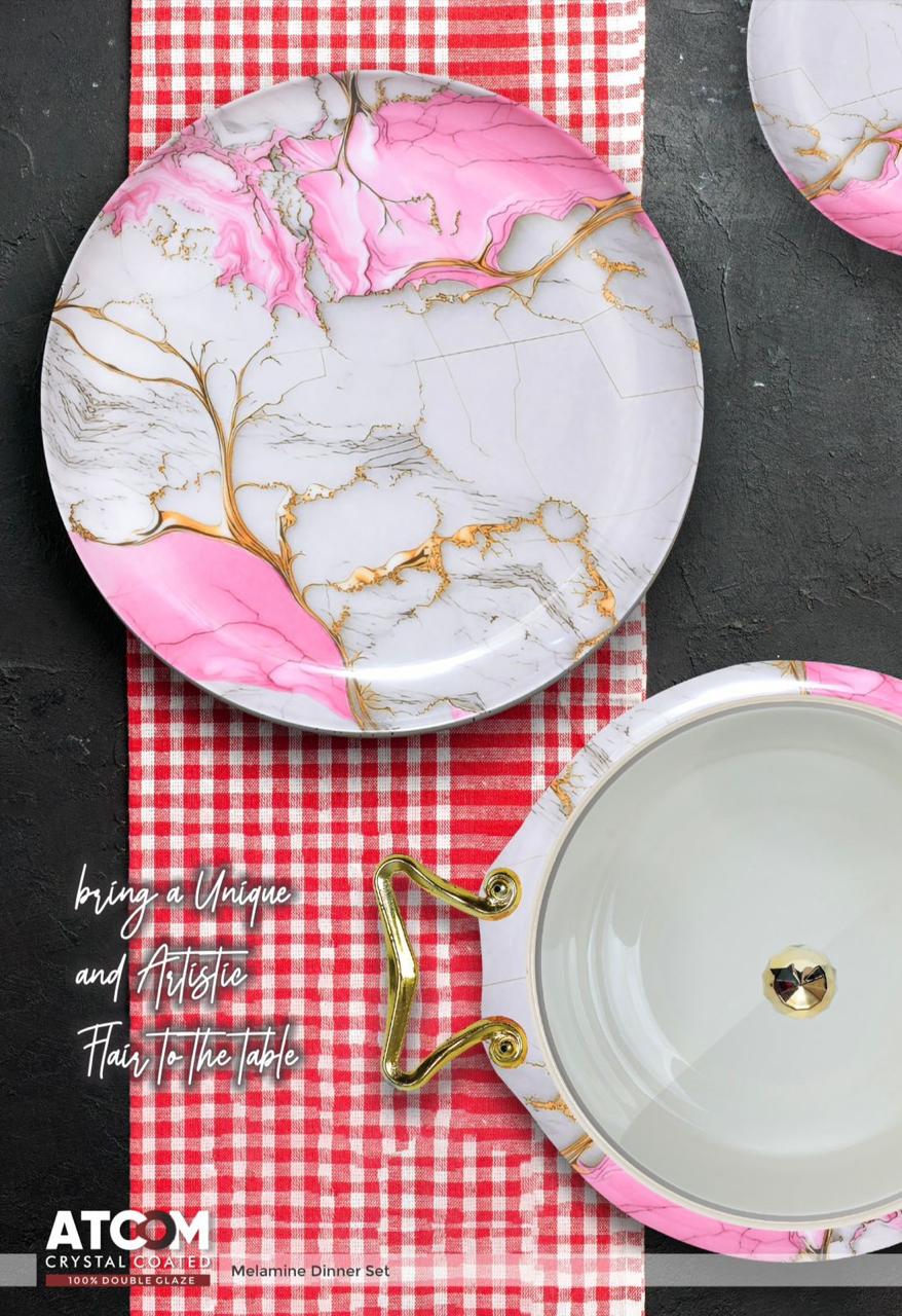Atcom Crystal Coated Melamine Dinner Set Design #4 - 80pcs