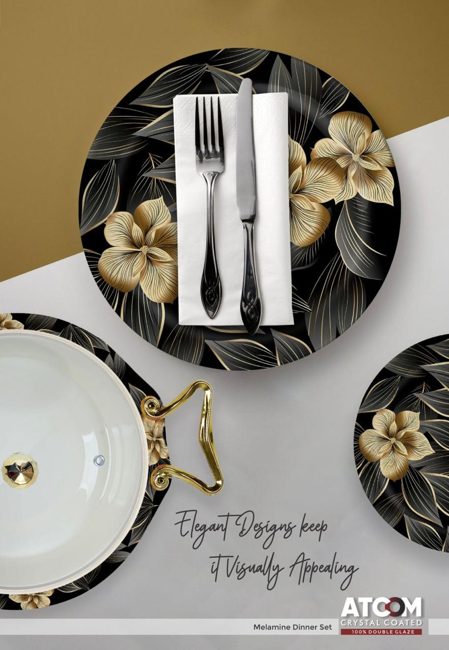 Atcom Crystal Coated Melamine Dinner Set Design #6 - 80pcs