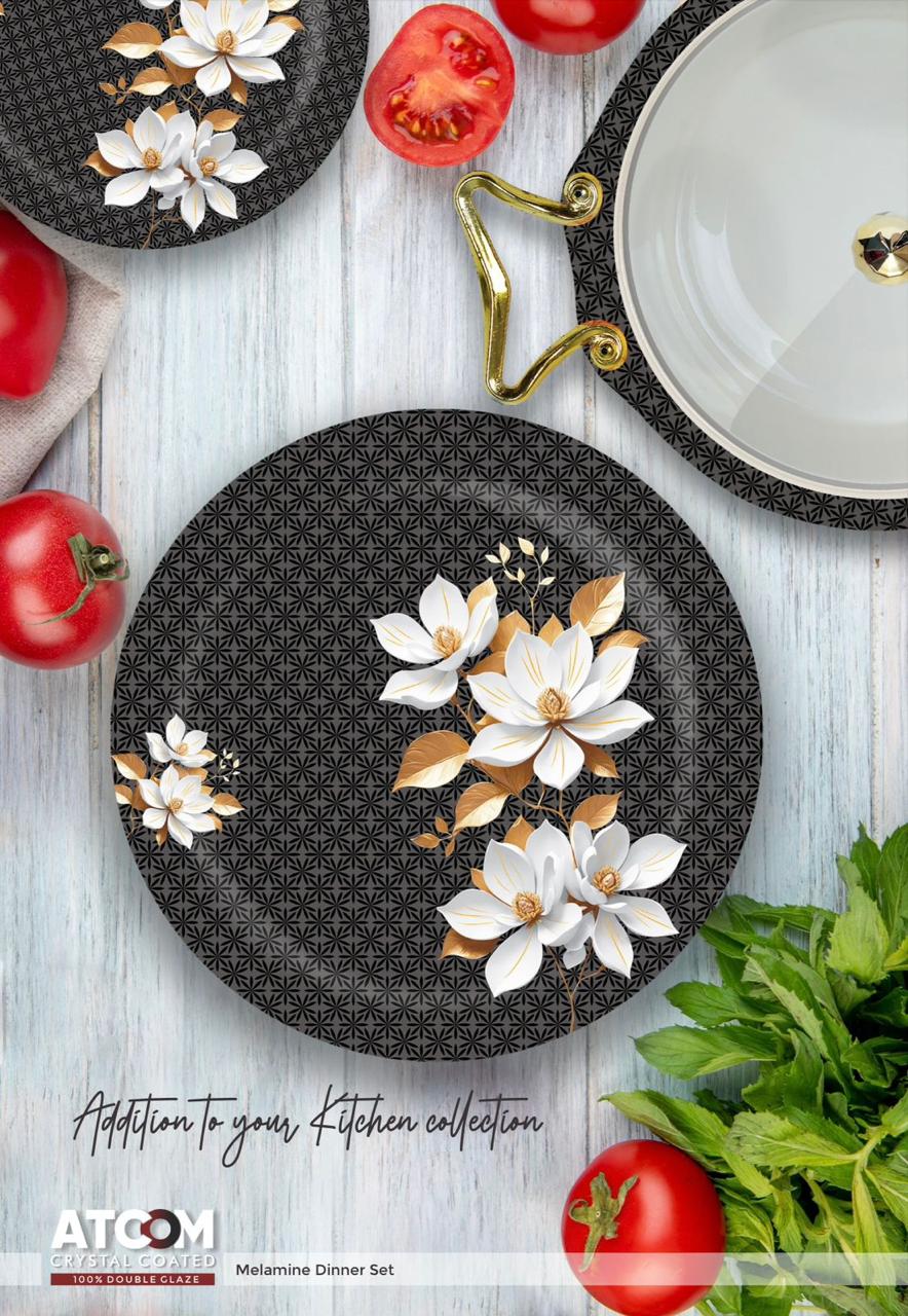 Atcom Crystal Coated Melamine Dinner Set Design #9 - 80pcs