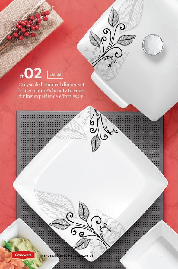 Graceware Double Glazed Avenue Melamine Dinner Set Design #2 - 80pcs Set