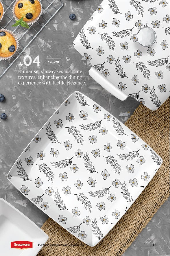 Graceware Double Glazed Avenue Melamine Dinner Set Design #4 - 80pcs Set