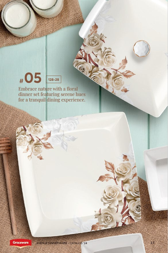 Graceware Double Glazed Avenue Melamine Dinner Set Design #5 - 80pcs Set