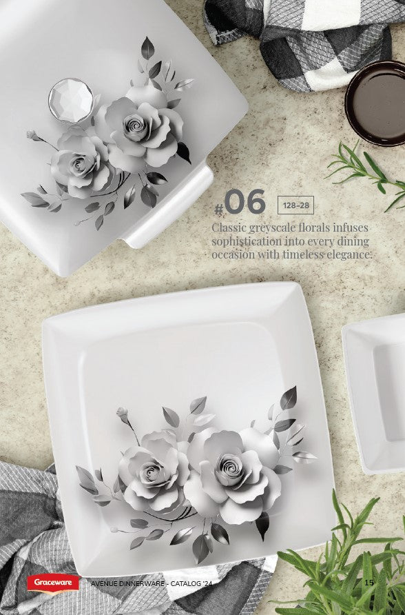 Graceware Double Glazed Avenue Melamine Dinner Set Design #6 - 80pcs Set