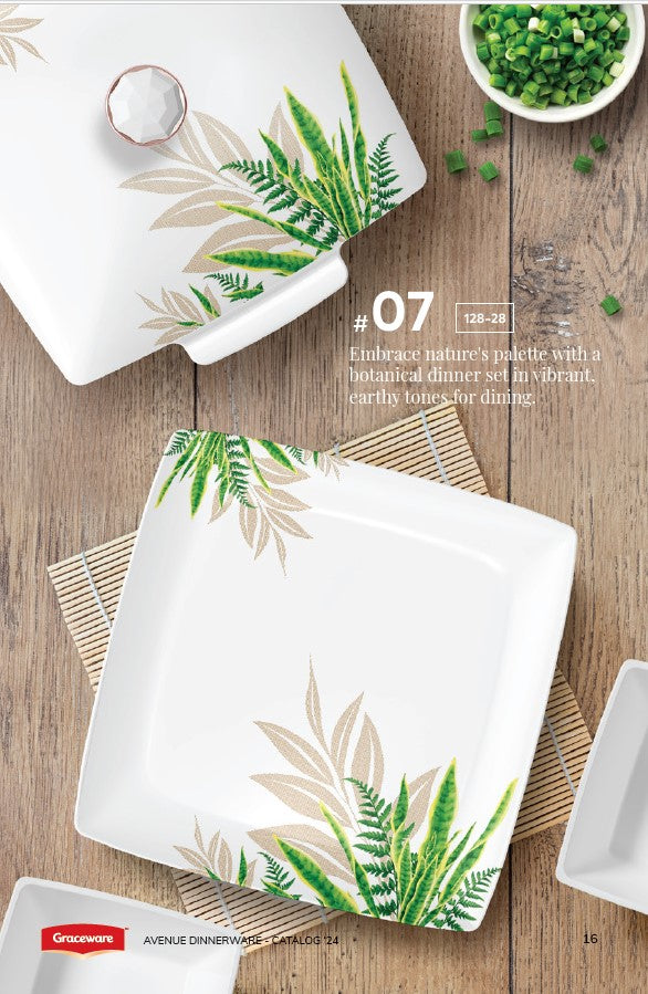 Graceware Double Glazed Avenue Melamine Dinner Set Design #7 - 80pcs Set