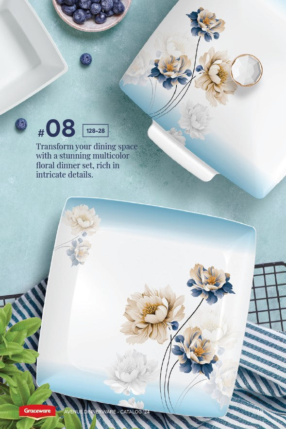 Graceware Double Glazed Avenue Melamine Dinner Set Design #8 - 80pcs Set