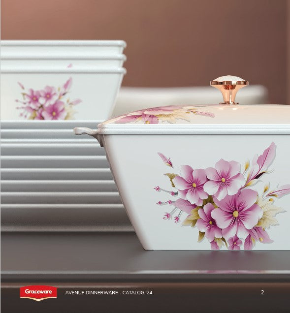 Graceware Double Glazed Avenue Melamine Dinner Set Design #9 - 80pcs Set