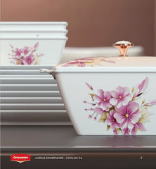 Graceware Double Glazed Avenue Melamine Dinner Set Design #9 - 80pcs Set