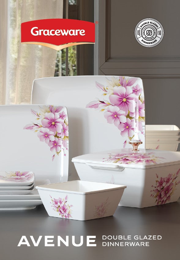 Graceware Double Glazed Avenue Melamine Dinner Set Design #9 - 80pcs Set