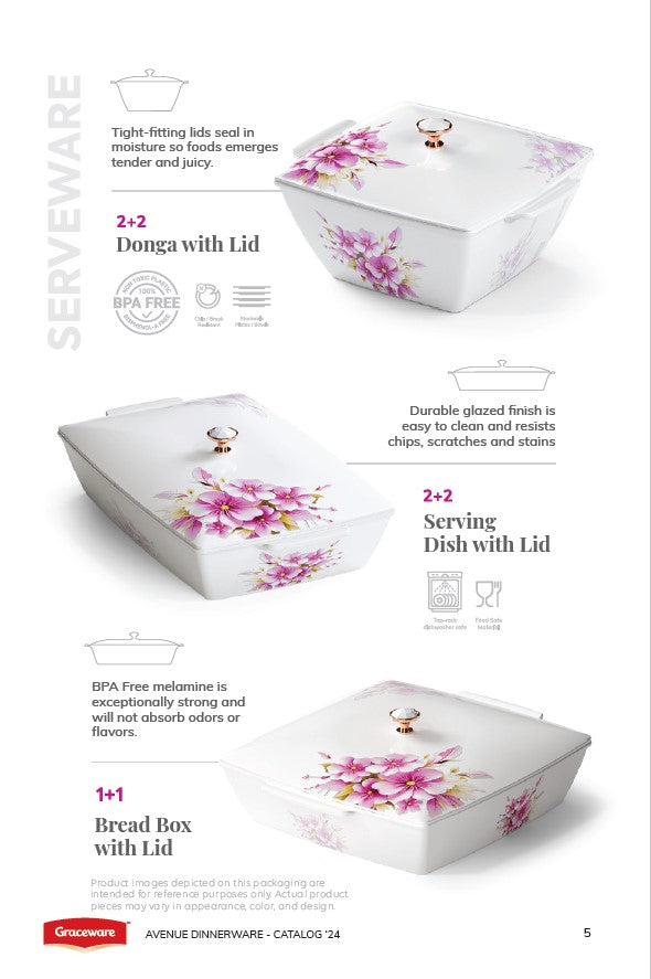 Graceware Double Glazed Avenue Melamine Dinner Set Design #2 - 80pcs Set