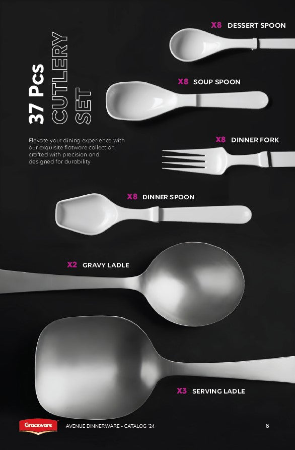 Graceware Double Glazed Avenue Melamine Dinner Set Design #2 - 80pcs Set