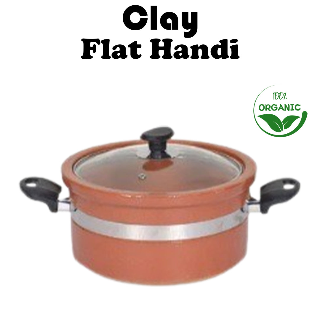 Clay Flat Handi with (Glass Lid)