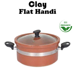Clay Flat Handi with (Glass Lid)