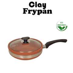 Clay Glazed Frypan with (Glass Lid)
