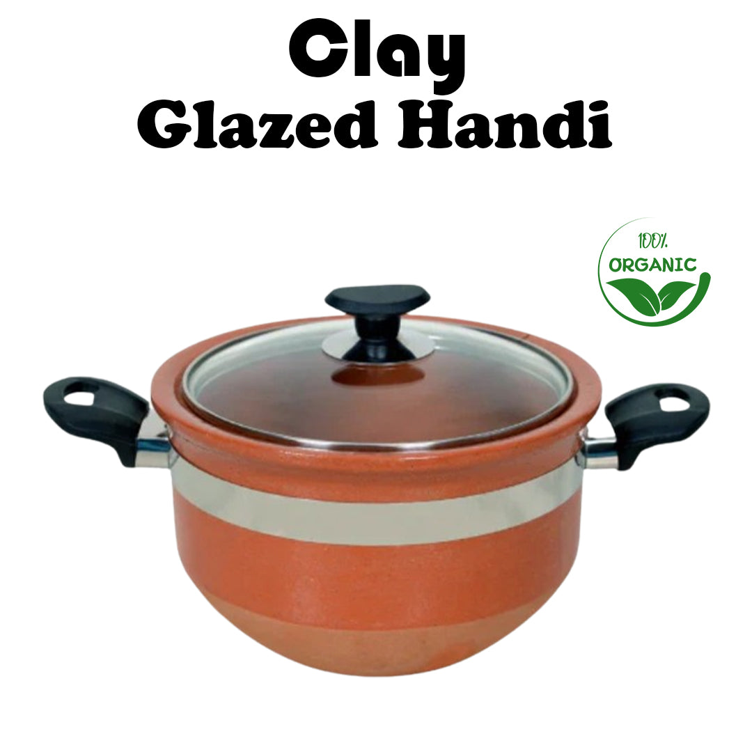 Clay Glazed Handi with (Glass Lid)