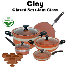 Clay Glazed Set+Tawa+Jaam Glass