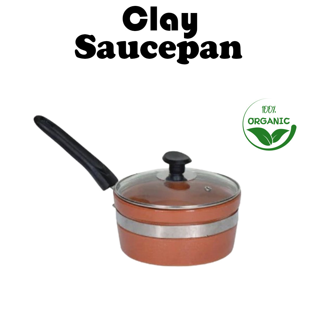 Clay Glazed Saucepan with (Glass Lid)